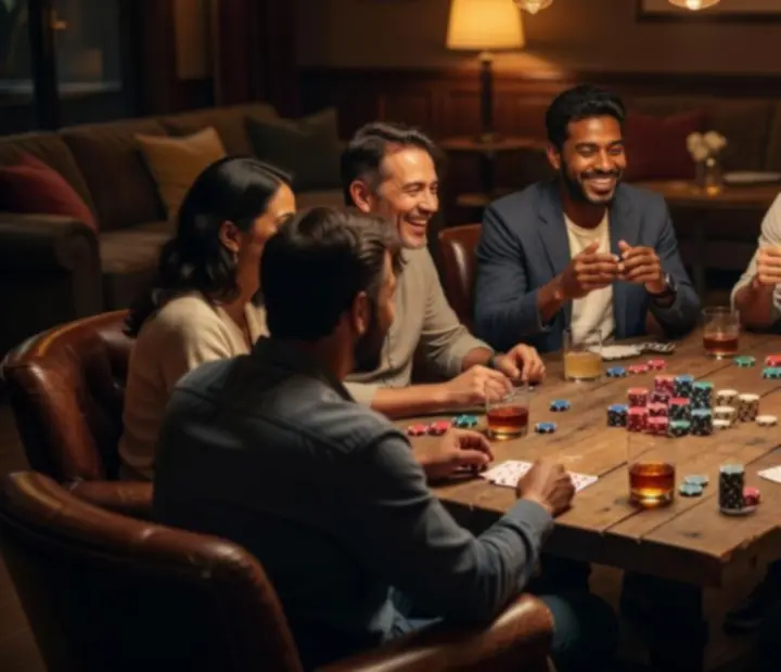 Barátságos, pénzmentes póker est hangulatos lounge környezetben